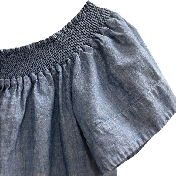 J. Crew Denim Blue Smocked Chambray Denim Dress Size 6 Petite - Picture 5 of 6
